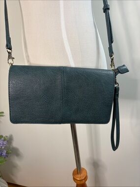 Joy Susan Vegan Leather Crossbody Clutch in Dark Teal